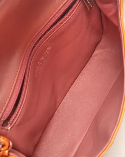 Pre-owned Chanel Classic Mini Rectangular Patent Flab Bag In Orange