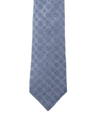 Etro Patterned Silk Tie In Blue