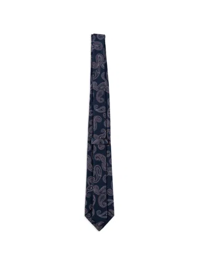 Etro Paisley-pattern Silk Tie In Blue