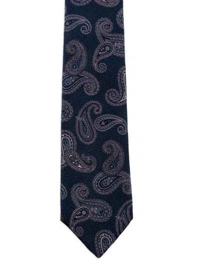 Etro Paisley-pattern Silk Tie In Blue