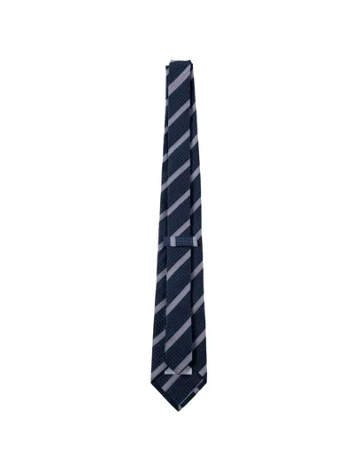 Etro Stripe-pattern Silk Tie In Blue