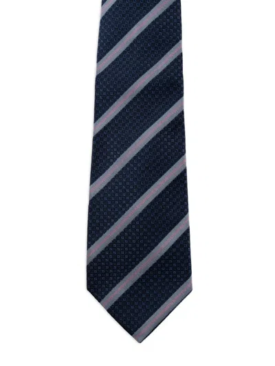 Etro Stripe-pattern Silk Tie In Blue