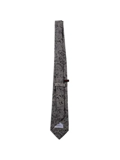 Etro Paisley-pattern Silk Tie In Gray