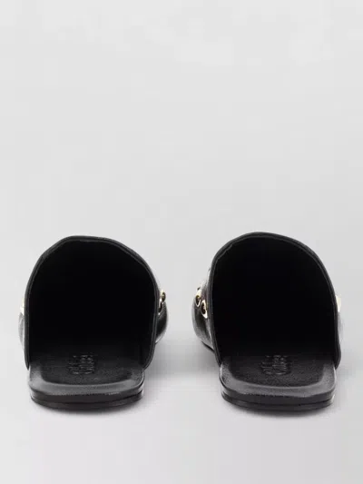 Chloé Rita Flat Mules Square Toe Studs In Black
