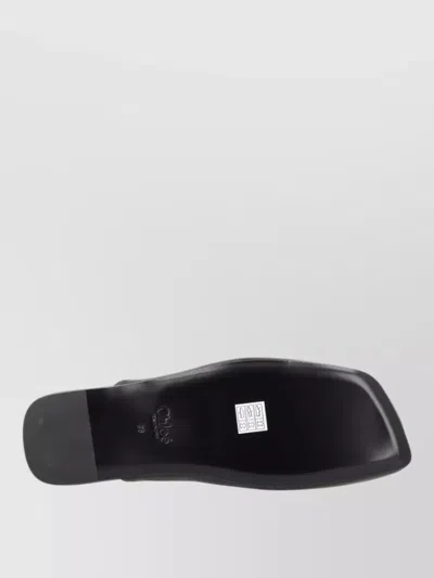 Chloé Rita Flat Mules Square Toe Studs In Black