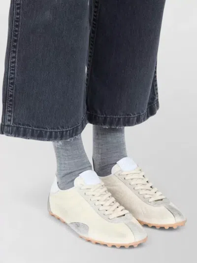 Maison Margiela Sneakers Sprinters In Suede And Leather With Vintage Finish In Neutral