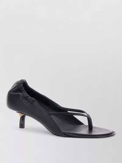 Jacquemus Leather Thong Sandals Stiletto Heel Straps In Black
