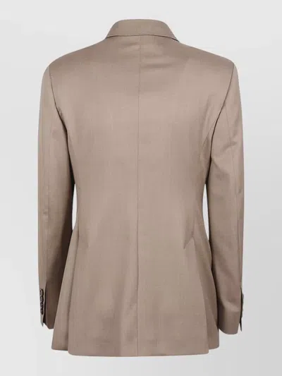 Max Mara Double Breasted Jacket Structured Shoulders In Brown