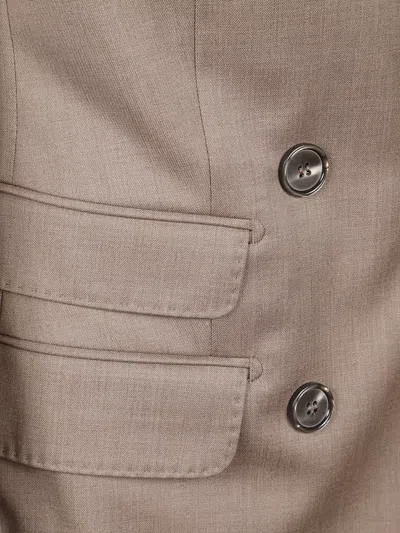 Max Mara Double Breasted Jacket Structured Shoulders In Brown