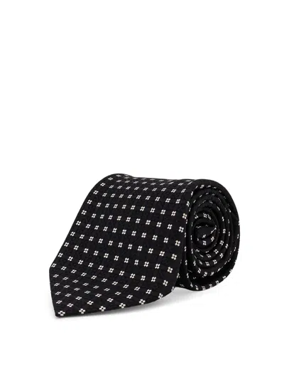 Tom Ford Micro-patterned Silk Tie In Black