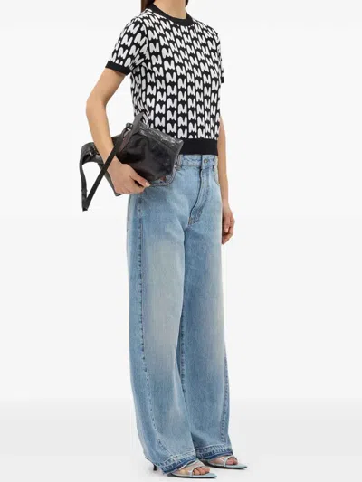 Msgm Patterned Short-sleeve T-shirt In Black