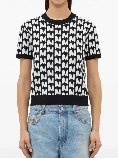 Msgm Patterned Short-sleeve T-shirt In Black