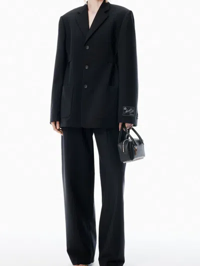Alexander Wang Structured Oversized Black Jacket With Tailored Fit And Notch Lapel In Black