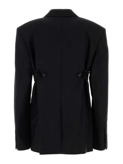 Alexander Wang Structured Oversized Black Jacket With Tailored Fit And Notch Lapel In Black