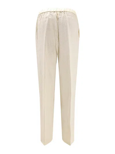 Aspesi Drawstring Linen Pants In Sand