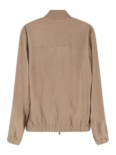 Hugo Boss Blazer Jacket Elasticated Cuffs Hem Pockets In Brown