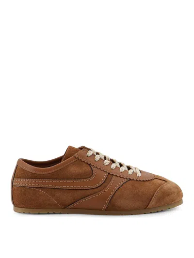 Dries Van Noten Women Brown Low-top Sneakers With Two-tone Lace-up In Suede Woman