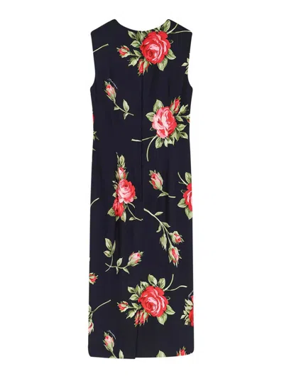 Dolce & Gabbana Women Black Dress With All-over Floral Print In Silk Woman In Black