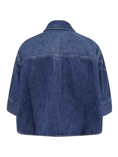 Givenchy Cropped Cocoon Shirt In Medium Denim Clothing In Blue