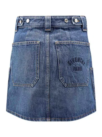 Givenchy Denim Skirt Featuring Belt Loops Pockets Stitching In Blue