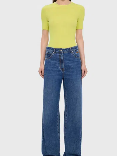 Msgm Buttoned Wide-leg Jeans In Blue