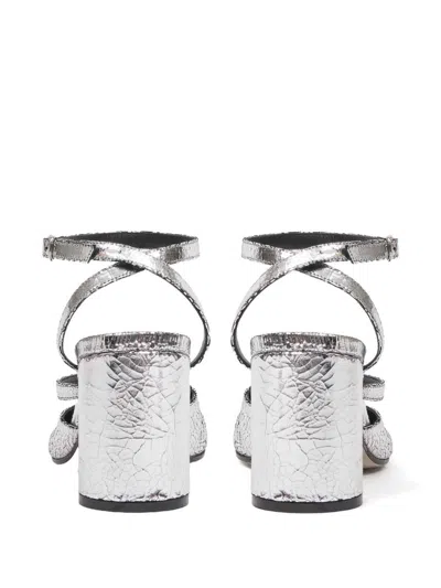 Maison Margiela Tabi Broken Mirror Pump Sandal With Adjustable Ankle Strap In Silver
