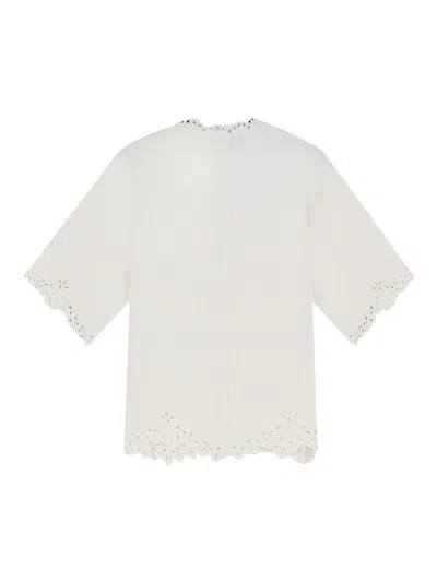 Isabel Marant Etoile Women 'shana' White Kaftan With Cut-out Details And Scallop Hem In Cotton Woman