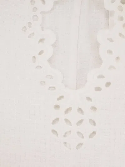Isabel Marant Etoile Women 'shana' White Kaftan With Cut-out Details And Scallop Hem In Cotton Woman