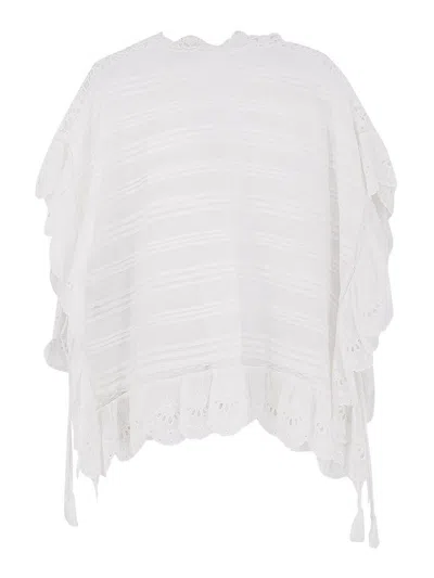 Isabel Marant Etoile White Floral Lace And Cotton Kaftan-style Payton Top Marant Etoile In Yellow