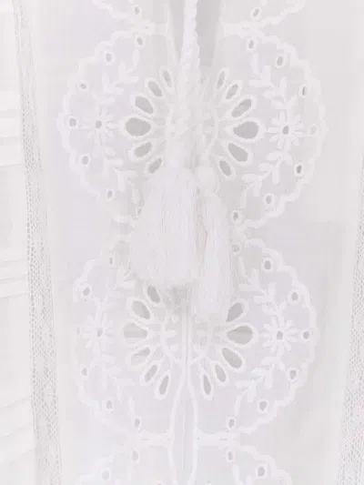 Isabel Marant Etoile White Floral Lace And Cotton Kaftan-style Payton Top Marant Etoile In Yellow