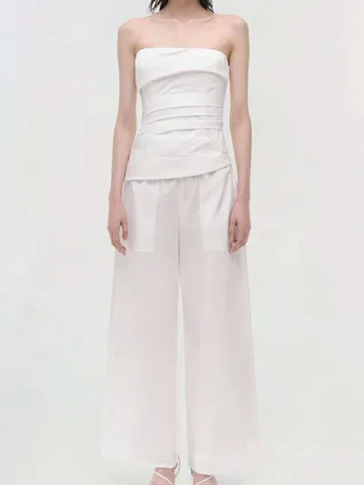 Simkhai Emerson Ruched Bustier Top In White