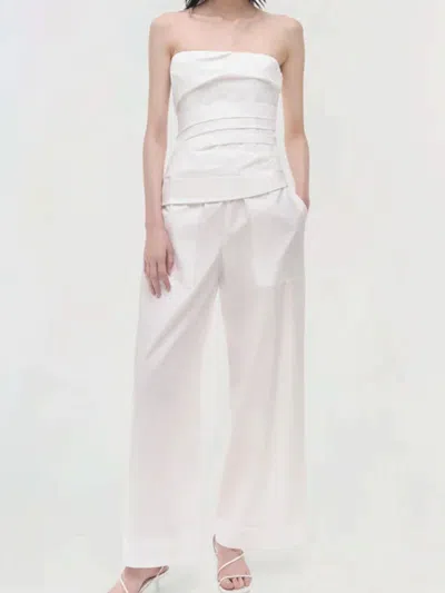 Simkhai Emerson Ruched Bustier Top In White