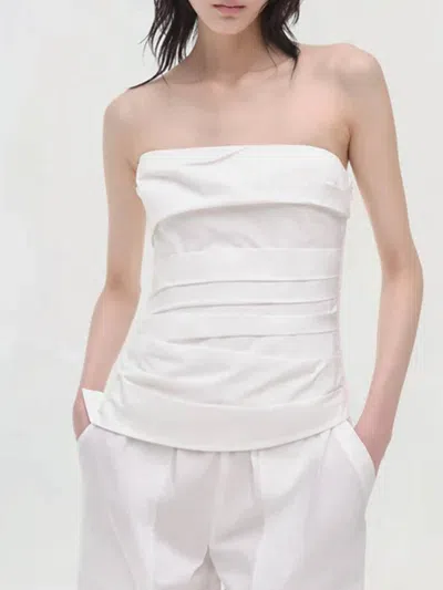 Simkhai Emerson Ruched Bustier Top In White