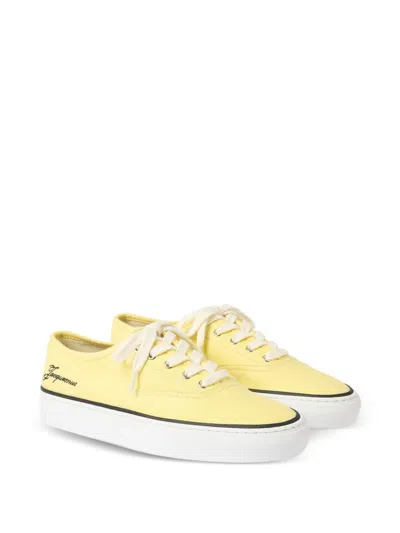 Jacquemus Les Fefe Logo-embroidered Canvas Sneakers In Yellow
