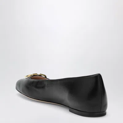 Valentino Garavani Black V Logo Signature Ballerina Flats In Nappa Leather In Multi