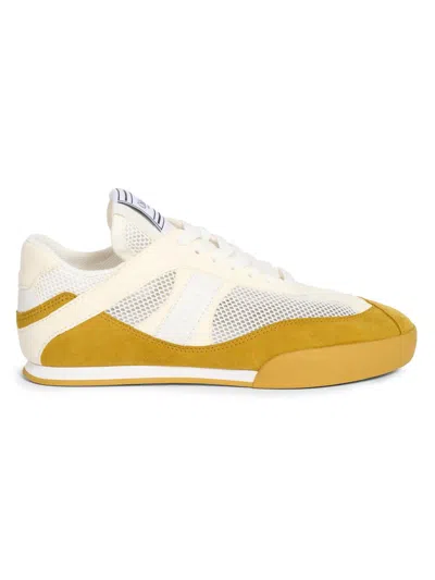 Chloé Kick Mixed Leather Retro Low-top Sneakers In White