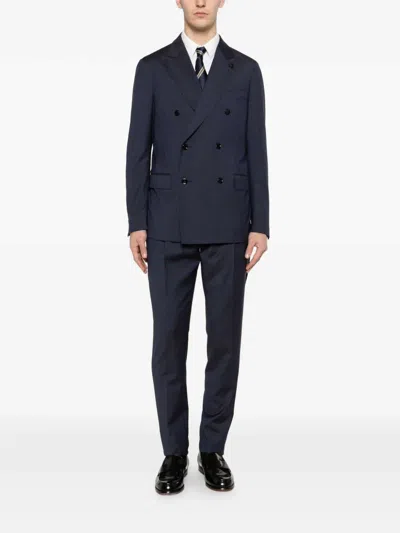 Lardini Double-breasted Suit In Blue
