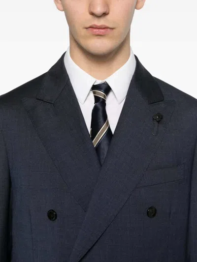 Lardini Double-breasted Suit In Blue