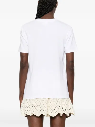 Chloé Cotton Crew Neck Graphic Short Sleeve T-shirt In White