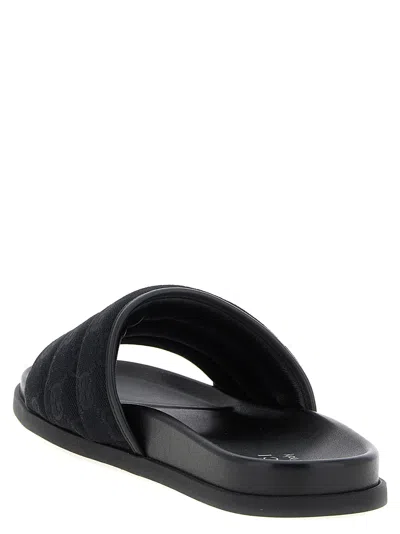 Gucci Gg-patterned Padded Slide Sandals In Black