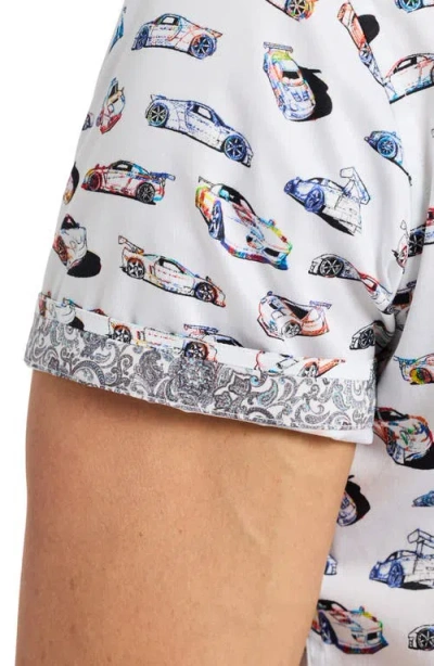 Robert Graham Neon Wheels Short Sleeve Cotton Button-up Shirt In Multi