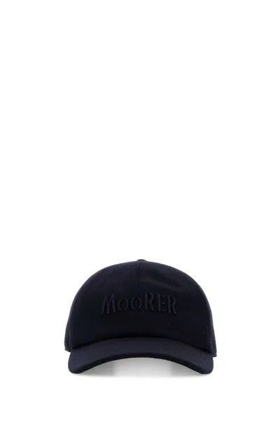 Moorer Navy Blue Wool Baseball Cap In Pattern