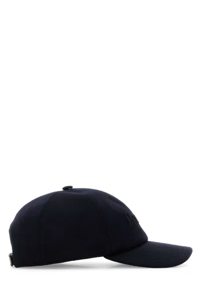 Moorer Navy Blue Wool Baseball Cap In Pattern