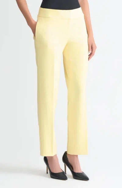Kasper Flat Front Slim Pants In Yellow