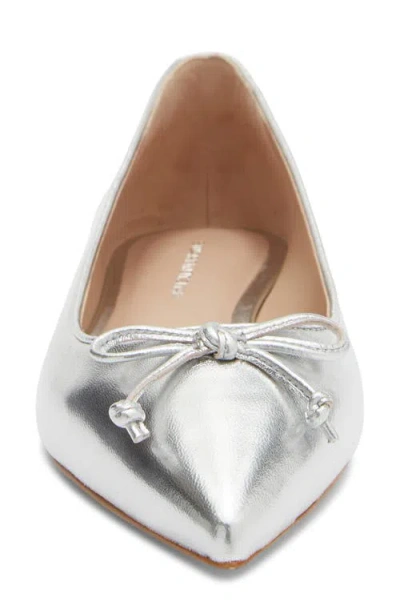 Stuart Weitzman Gabby Bow Flat In Silver