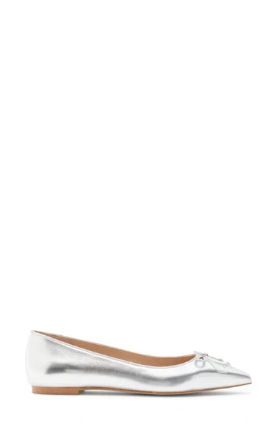 Stuart Weitzman Gabby Bow Flat In Silver
