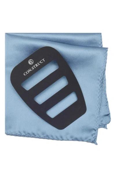 Construct Solid Satin Pocket Square In Blue