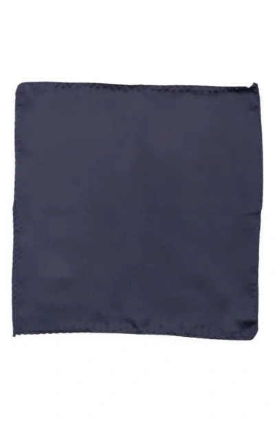 Construct Solid Satin Pocket Square In Blue