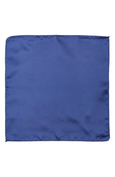 Construct Solid Satin Pocket Square In Blue