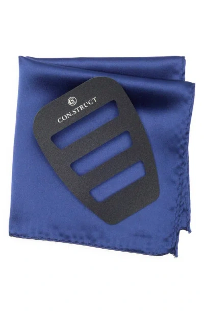 Construct Solid Satin Pocket Square In Blue